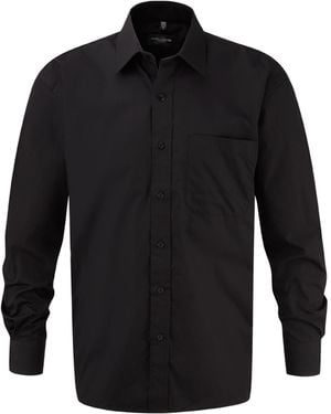 Russell Collection Poplin Long-Sleeved Shirt - Black