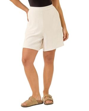 Roman Petite Linen Mix Elastic Waist Shorts - Natural