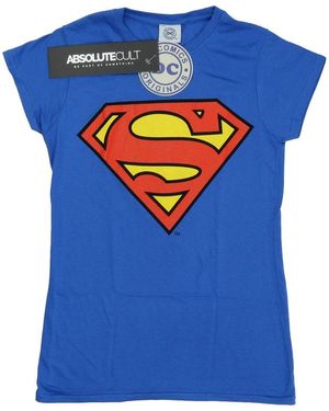 Dc Comics Ladies Superman Logo Cotton T-Shirt (Royal) - Blue