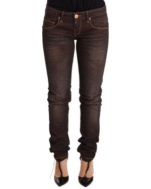 Acht Washed Cotton Slim Fit Blue Low Waist Trouser Jeans - Black