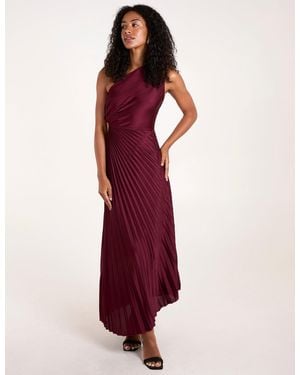 Blue Vanilla One Shoulder Pleated Dress - Red