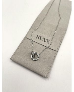 SVNX Double Hoop Roman Numeral Necklace - Natural