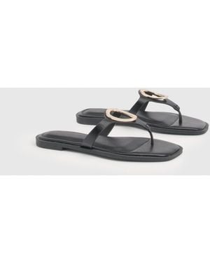 Boohoo Hardwear Detail Cut Out Sliders - White