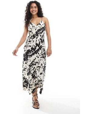JJXX Satin Maxi Dress With Cow Print - White