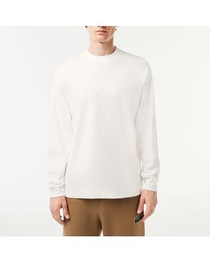 Lacoste Long Sleeve Loose Fit Cotton T-Shirt - White