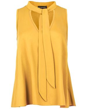 Conquista Tie Detail Sleeveless Top Viscose - Yellow