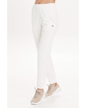 Sosandar Marley Ivory Super Soft Rib Slim Fit Joggers - White