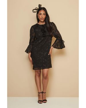 Wallis Petite Floral Jacquard Ruffle Shift Dress - Natural