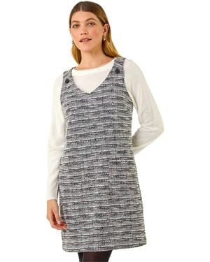 Roman Textured A-Line Pocket Dress - Grey