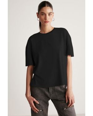 Grimelange Relaxed Crew Neck Slit T-Shirt - Black