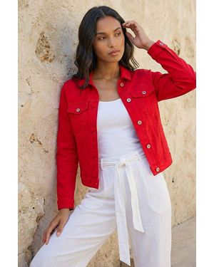 Roman Classic Cotton Denim Jacket - Red
