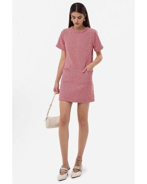 Hiccup Tweed Short Sleeve Mini Dress - Pink