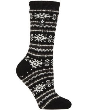 Heat Holders Ladies Thermal Lite Patterned Socks For Winter - Black