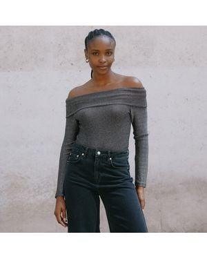 Albaray Glitter Bardot Top - Grey