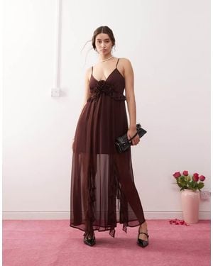 Miss Selfridge Chiffon Corsage Detail Cami Maxi Dress - Pink