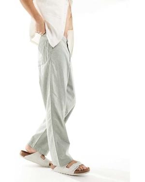 Hollister Baggy Flex Waist Linen Trouser - White