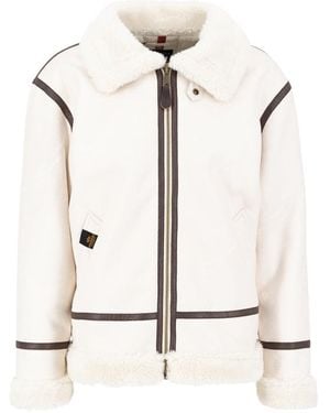 Alpha Industries B-3 Faux Leather Bomber Jacket - White