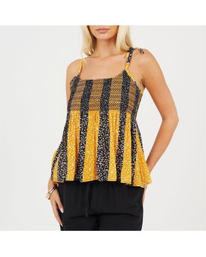 Brave Soul Shirred Vest - Black