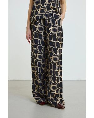 GUSTO Printed Wide-Leg Trousers - Black