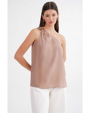 MixRay Asymmetrical Collar Accessory Detailed Top - Multicolour