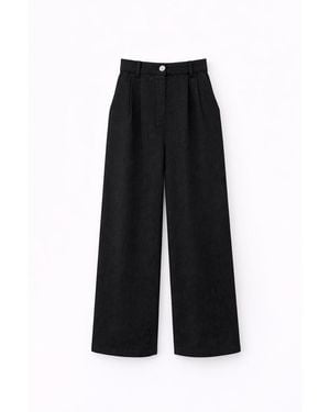 MixRay High Waist Velvet Straight Leg Trousers - Black