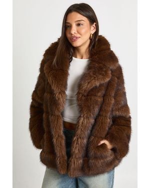 Boohoo Oversized Fur Coat - Brown