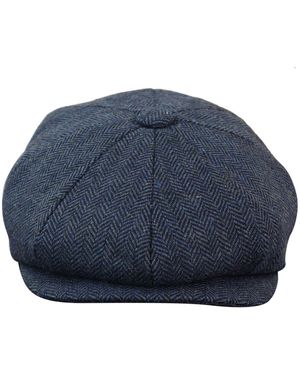 Infinity Leather Peaky Blinders Tweed Gatsby Hat - Blue
