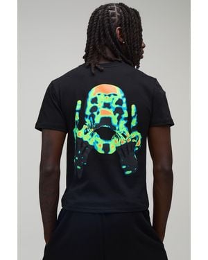 BoohooMAN Muscle Shrunken Fit Neon Face Print T-Shirt - Black
