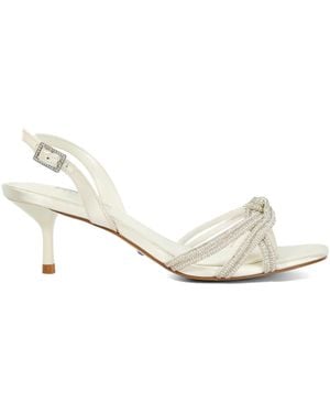 Dune Moments Satin Low Stiletto Heel Sandals - White