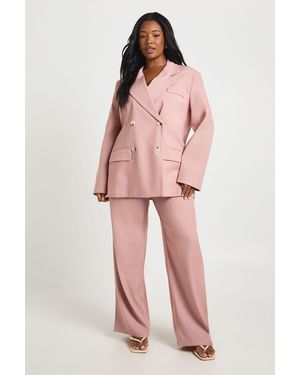 Boohoo Plus Oversized Horn Button Blazer - Pink