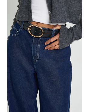 Boohoo Braided Buckle Detail Croc Belt - Blue