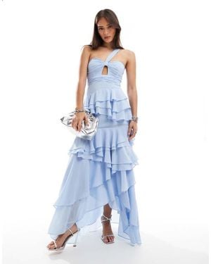 TFNC London One Shoulder Ruffle Maxi Dress - Blue