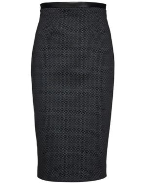 Conquista Print Punto Di Roma Pencil Skirt - Black