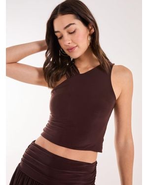 Pink Vanilla Vanilla Asymmetric Strap Crop Top - Brown