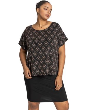 Roman Curve Glitter Embellished Contrast Dress - Black