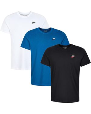 Nike 3 Pack Sportswear Club T Shirt - Blue