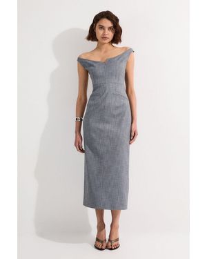 Karen Millen Tailored Marl Strappy Pencil Maxi Dress - Blue