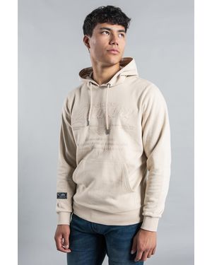 Tokyo Laundry Raised Rubber Print Hoody With Drawcord - Natural
