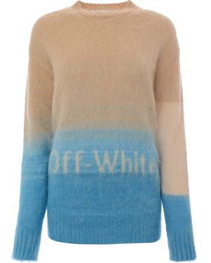 Off-White c/o Virgil Abloh Helvetica Logo Mohair Jumper - Blue