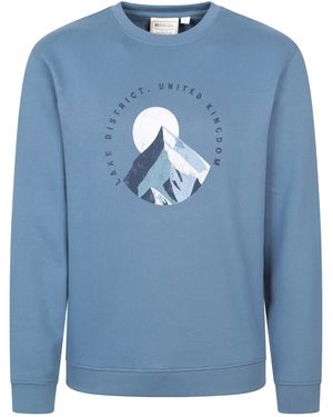Mountain Warehouse Regional Lake District Graphic Sweatshirt Crew Neck Comfy Pullover Cotton - Blue
