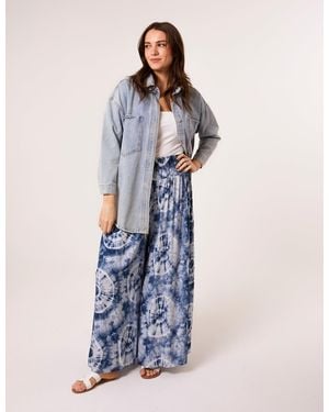 Blue Vanilla Wide Leg Trousers With Tie-Dye Print - Blue