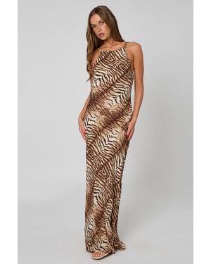 Urban Bliss Zebra Neck Maxi Dress - Brown