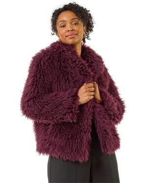 Roman Petite Faux Fur Collar Coat - Red