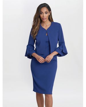Gina Bacconi Melissa Crepe Dress And Jacket - Blue