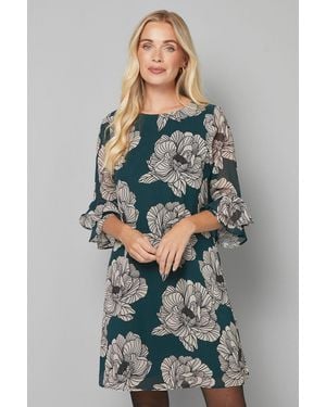 Wallis Petite Floral Flute Shift Dress - Blue