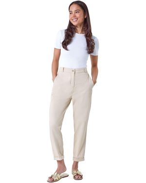 Roman Petite Cotton Blend Stretch Chino Trousers - Natural