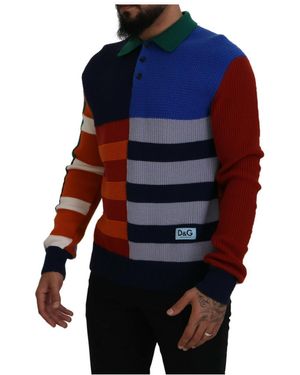 Dolce & Gabbana Gestreepte Patchwork Gebreide Trui - Blauw