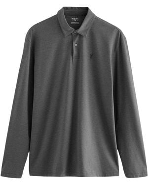 Secret Label Cotton Rich Long Sleeve Polo Shirt - Grey