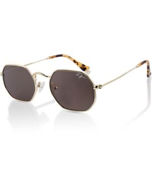Infinity Leather De-Gamme Retro Rectangle Polarized Sunglasses - Metallic