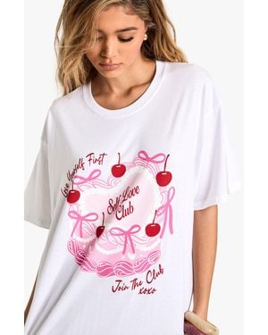 Boohoo Self Love Club Oversized T-Shirt - White